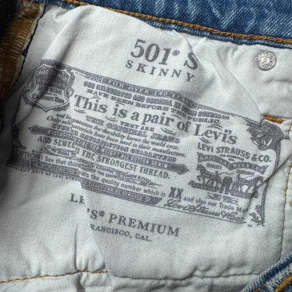 Levi's® Premium 501® STRETCH SKINNY EMBROIDERED JEANS WOMEN'S 26 RANCH WESTERN - Picture 9 of 16